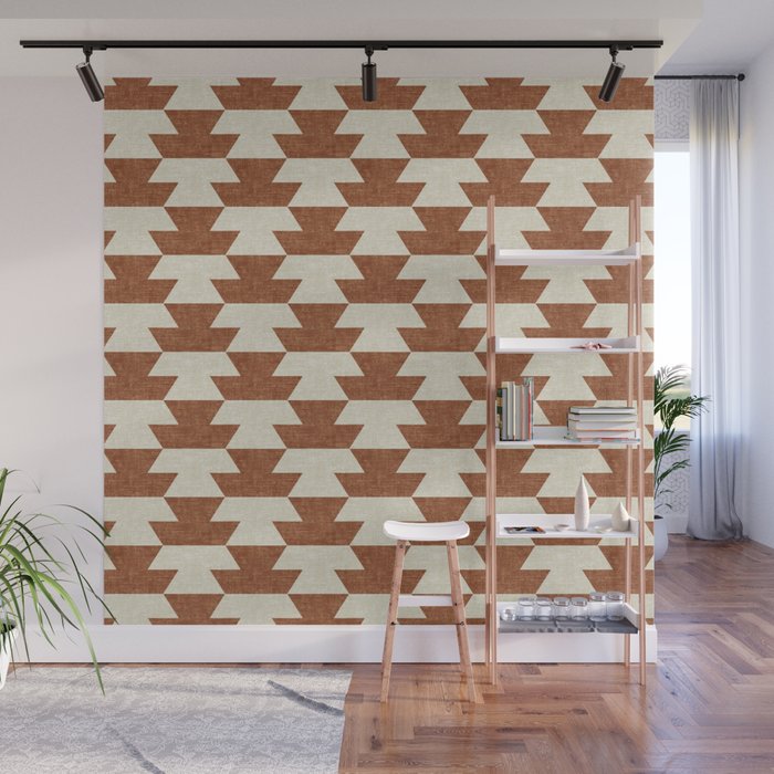 boho geometric aztec in ginger Wall Mural Gallery Image 1