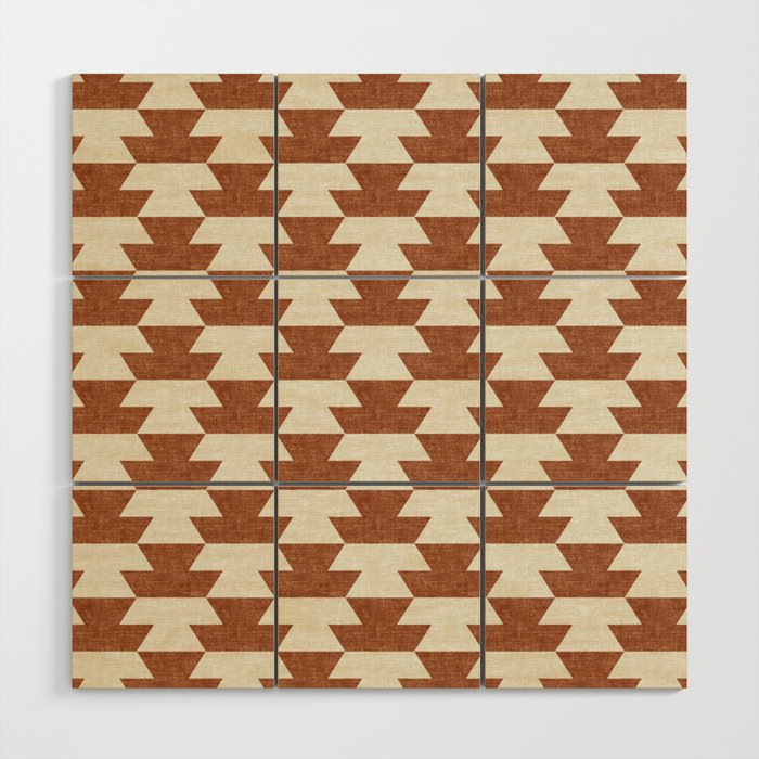 boho geometric aztec in ginger Wood Wall Art Gallery Image 1