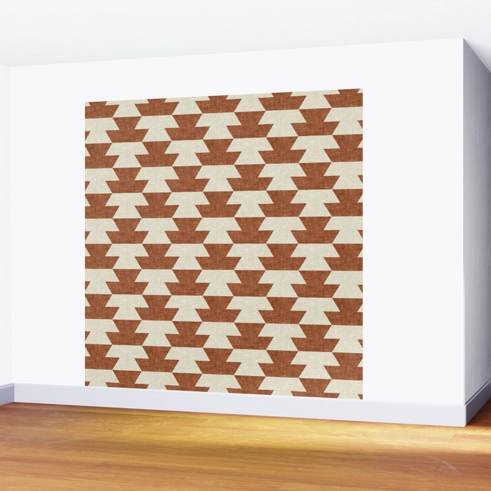 boho geometric aztec in ginger Wall Mural Gallery Image 2