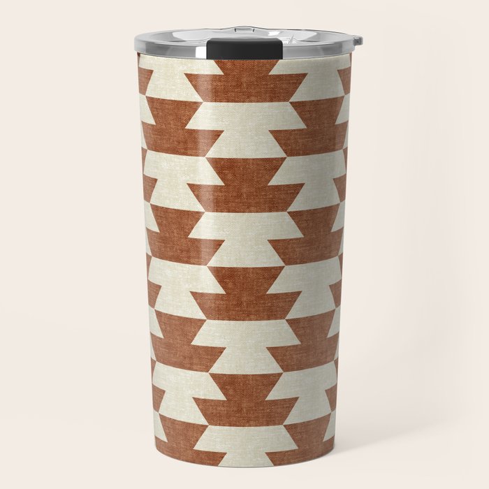 boho geometric aztec in ginger Travel Mug Gallery Image 1
