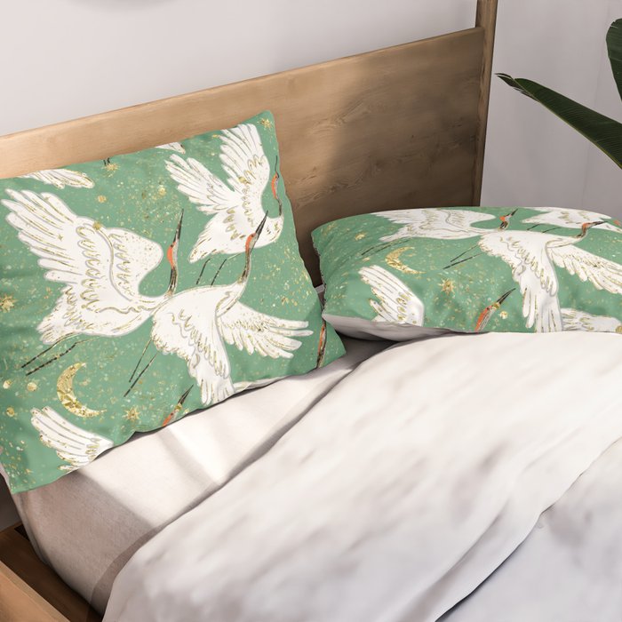 Golden cranes party  Pillow Sham Gallery Image 2