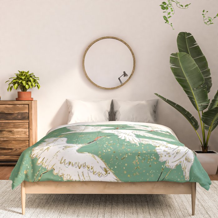 Golden cranes party  Comforter Gallery Image 3