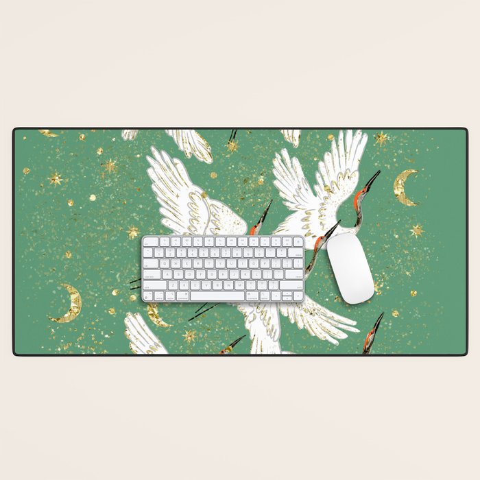 Golden cranes party  Desk Mat Gallery Image 1
