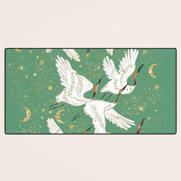 Golden cranes party  Desk Mat Gallery Image 3