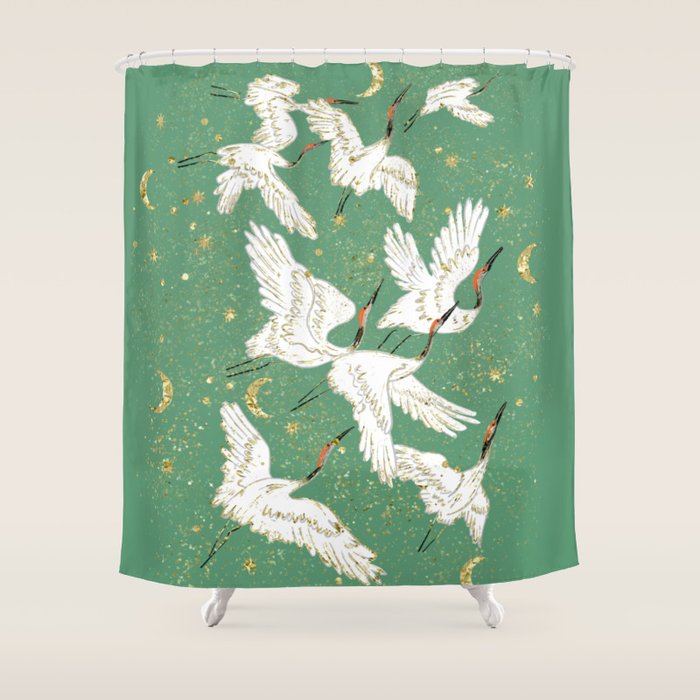 Golden cranes party  Shower Curtain Gallery Image 1