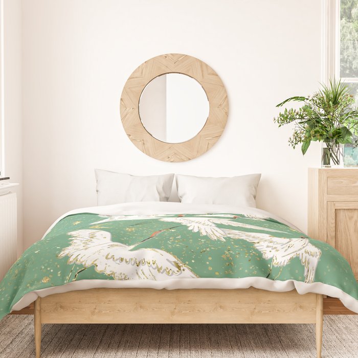 Golden cranes party  Duvet Cover Gallery Image 3