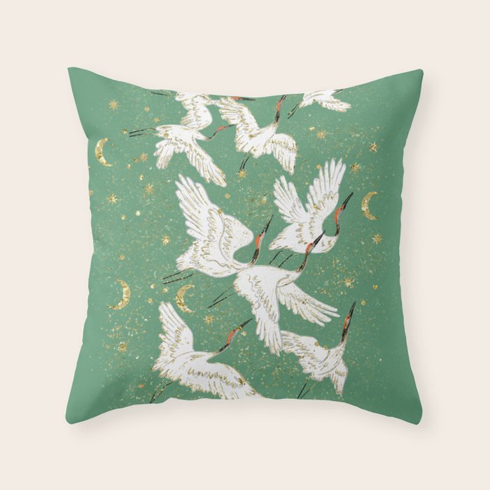 Golden cranes party  Throw Pillow Gallery Image 6