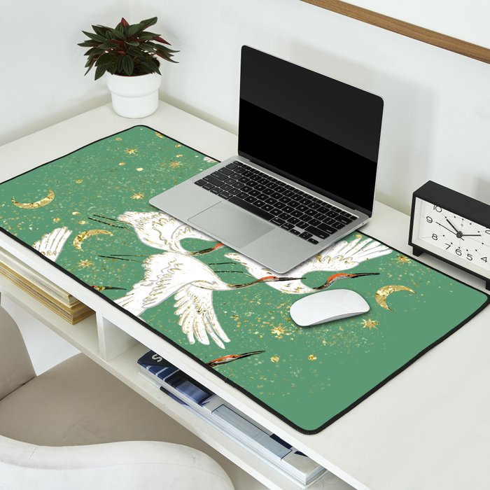 Golden cranes party  Desk Mat Gallery Image 2