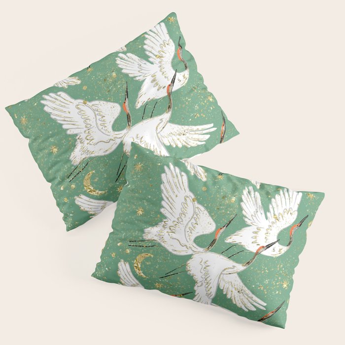 Golden cranes party  Pillow Sham Gallery Image 1