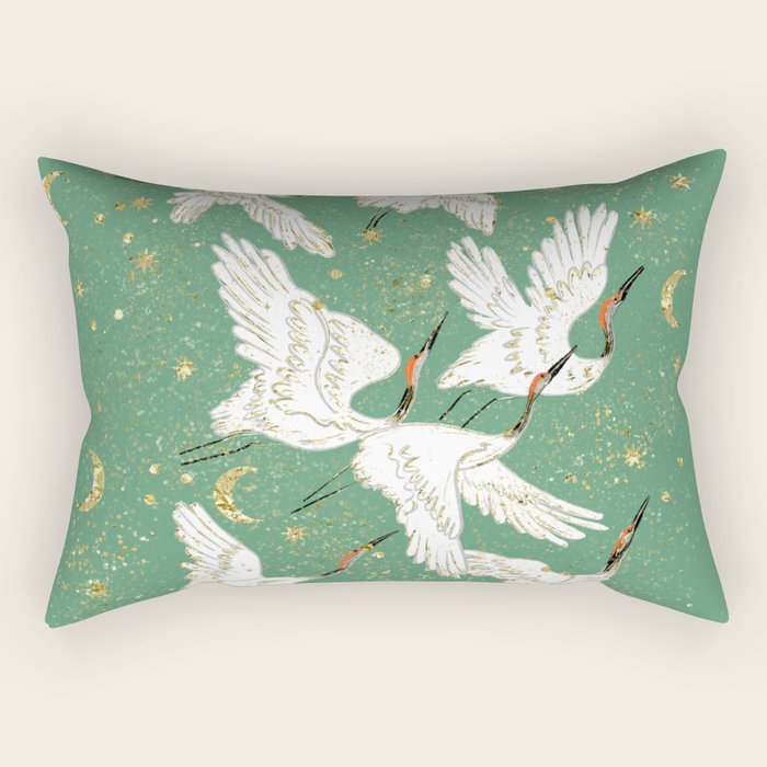 Golden cranes party  Rectangular Pillow Gallery Image 2
