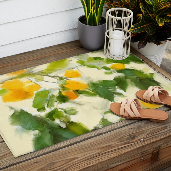 abstract art lemon tree Outdoor Rug Gallery Image 2