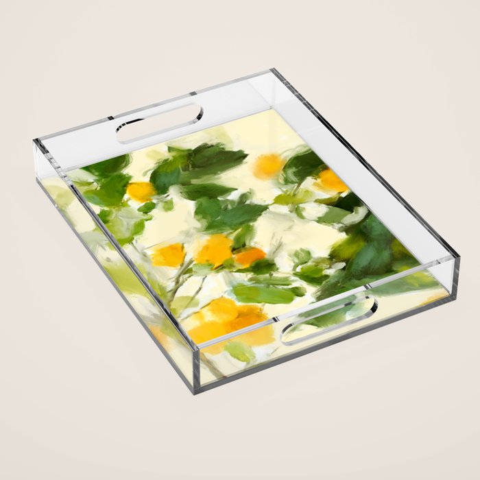 abstract art lemon tree Acrylic Tray Gallery Image 1