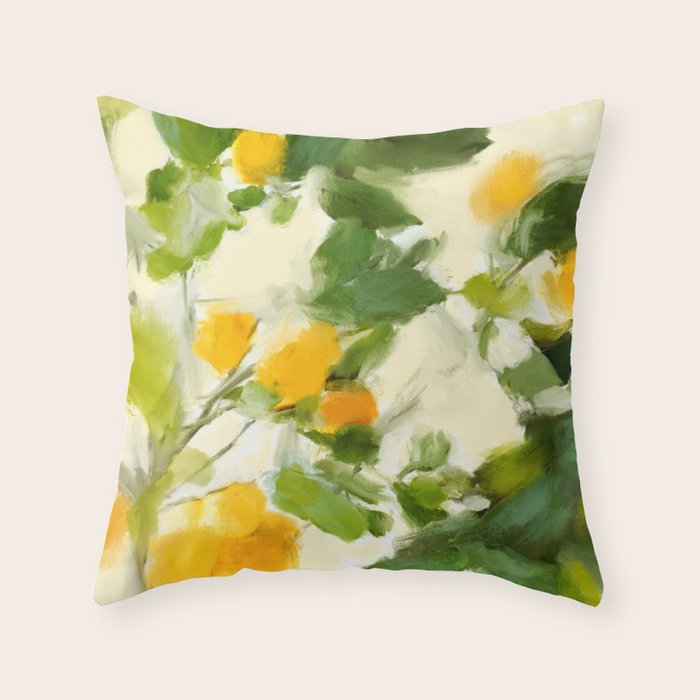 abstract art lemon tree Throw Pillow Gallery Image 6