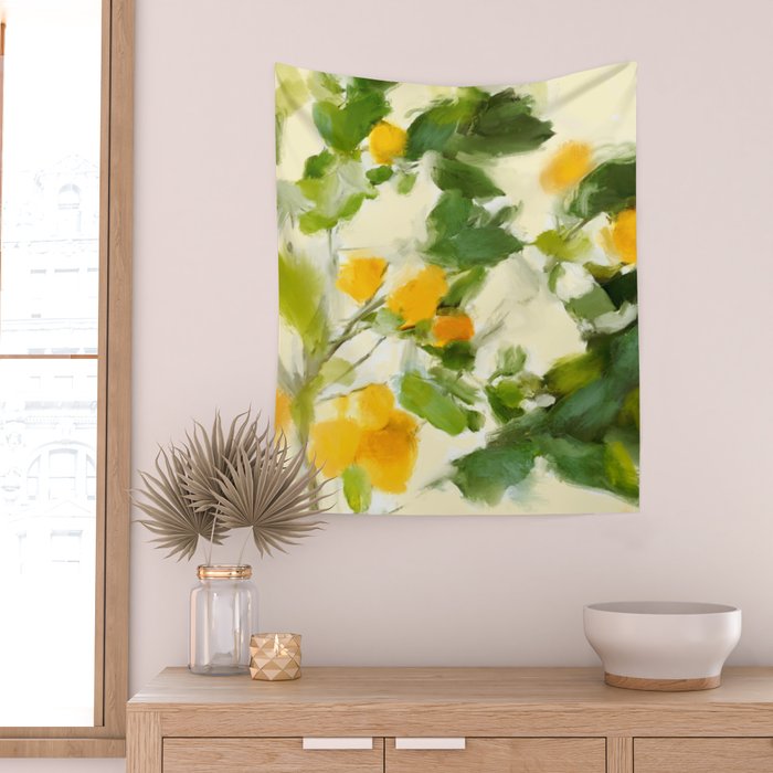 abstract art lemon tree Wall Tapestry Gallery Image 2