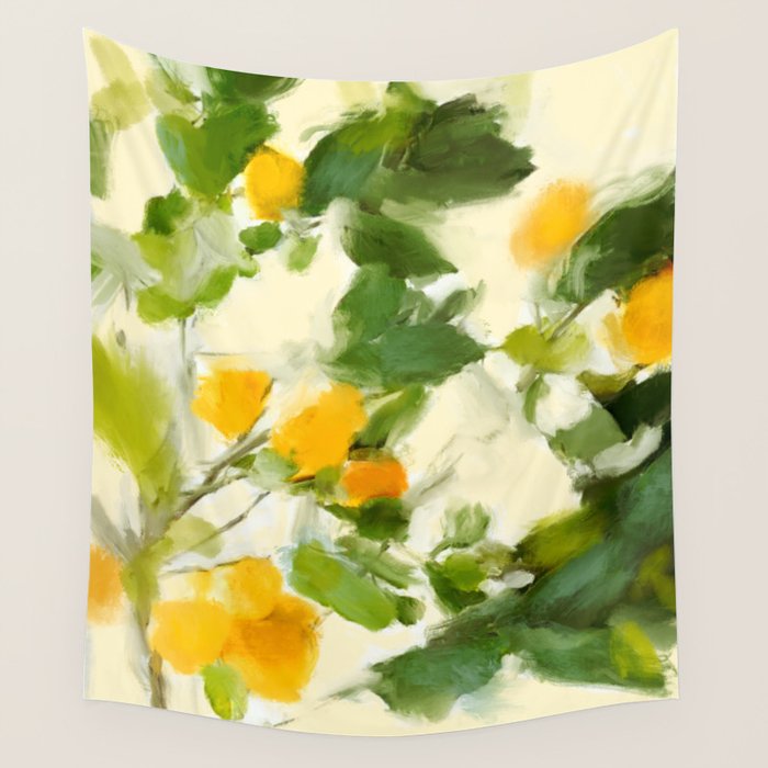 abstract art lemon tree Wall Tapestry Gallery Image 4