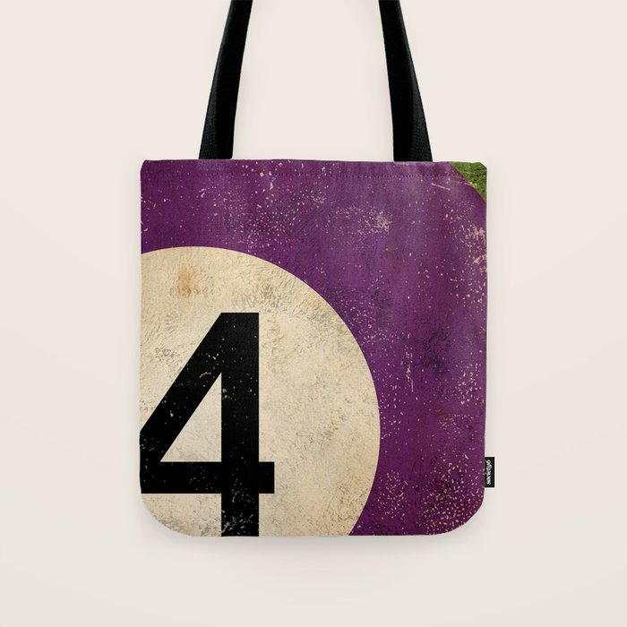 Billiards Ball pool ball number 4 ball four numeral game room man cave art Tote Bag Gallery Image 1