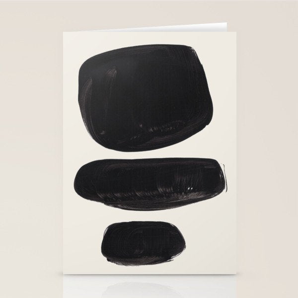 Mid Century Modern Minimalist Abstract Art Brush Strokes Black & White Ink Art Tribal Pebbles Stationery Card Gallery Image 1