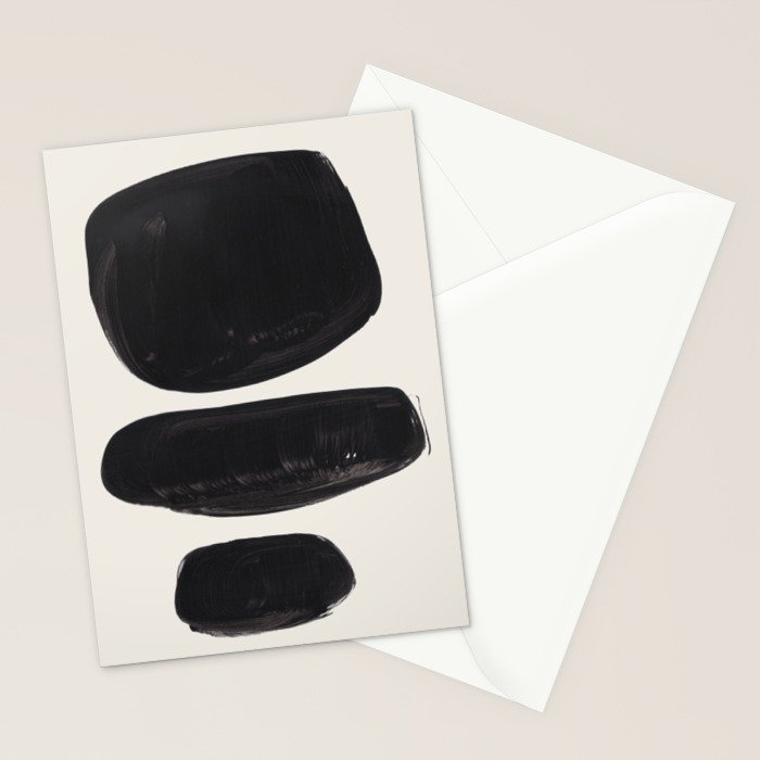 Mid Century Modern Minimalist Abstract Art Brush Strokes Black & White Ink Art Tribal Pebbles Stationery Card Gallery Image 2