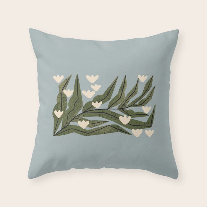 Reaching Tulips (Pale Blue) Throw Pillow Gallery Image 6