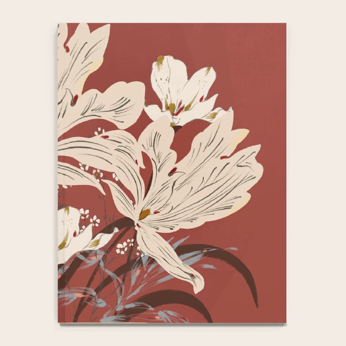 white flowers on a red background Notebook Gallery Image 4