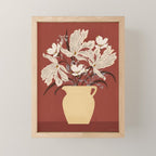 white flowers on a red background Mini Art Print Gallery Image 1