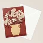 white flowers on a red background Stationery Card Gallery Image 2