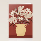 white flowers on a red background Stationery Card Gallery Image 2