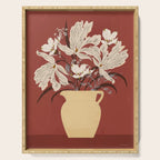 white flowers on a red background Serving Tray Gallery Image 1