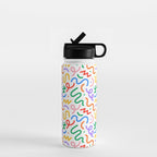 Colorful fun line doodle art pattern Water Bottle Gallery Image 1