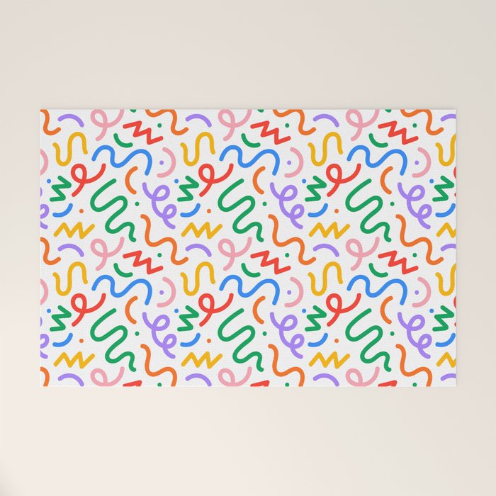 Colorful fun line doodle art pattern Welcome Mat Gallery Image 1
