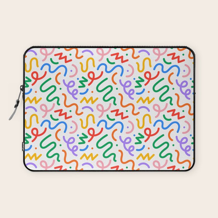 Colorful fun line doodle art pattern Laptop Sleeve Gallery Image 1