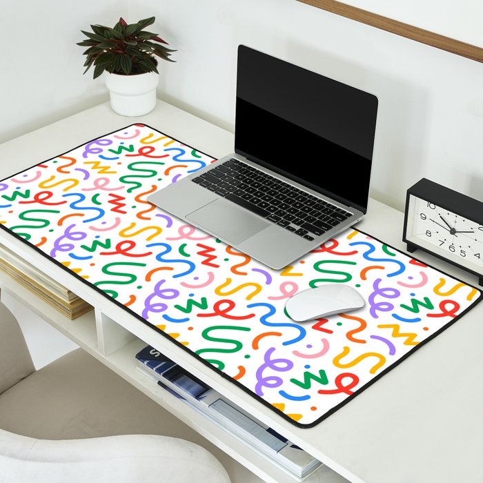 Colorful fun line doodle art pattern Desk Mat Gallery Image 2