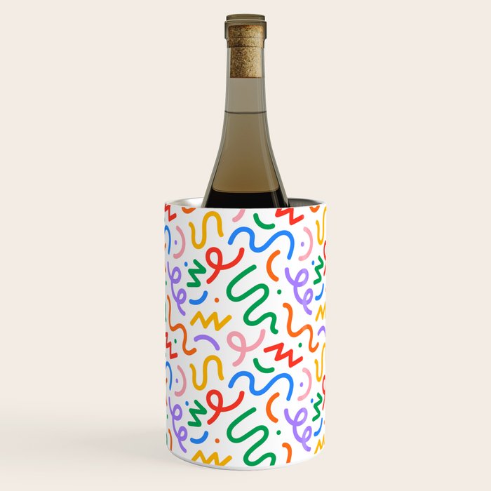 Colorful fun line doodle art pattern Wine Chiller Gallery Image 3