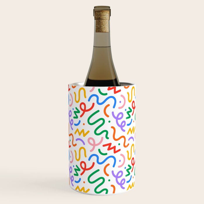 Colorful fun line doodle art pattern Wine Chiller Gallery Image 1
