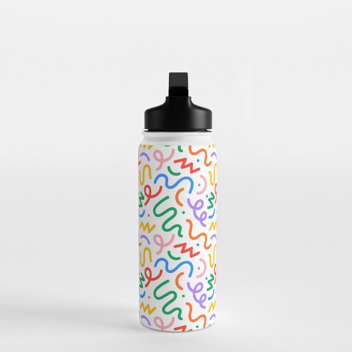 Colorful fun line doodle art pattern Water Bottle Gallery Image 3