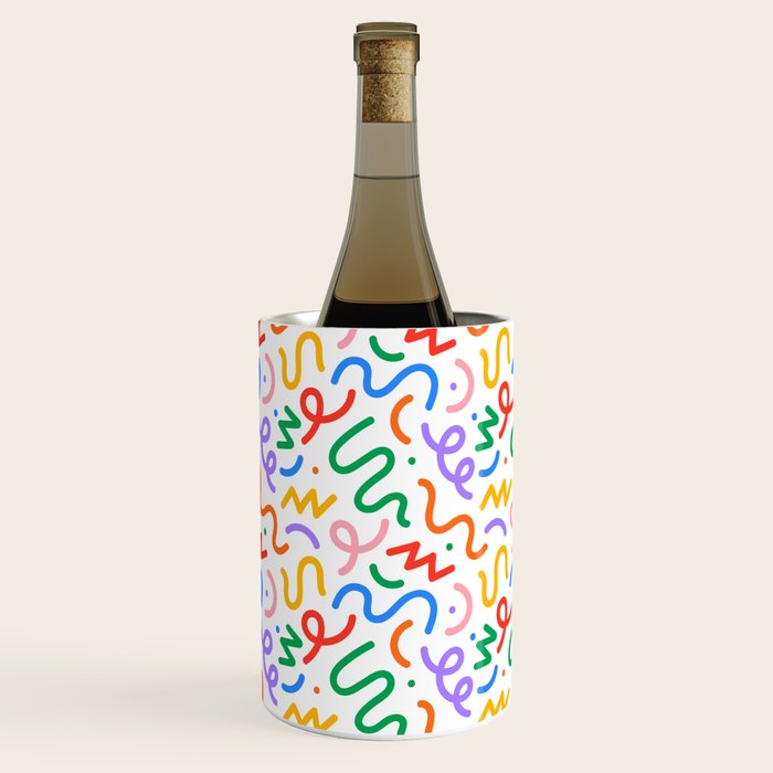 Colorful fun line doodle art pattern Wine Chiller Gallery Image 2