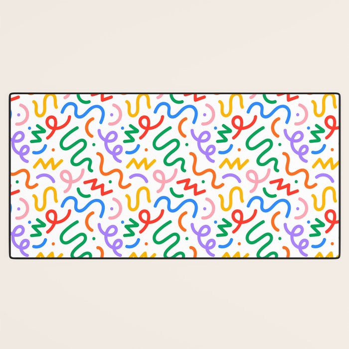 Colorful fun line doodle art pattern Desk Mat Gallery Image 3
