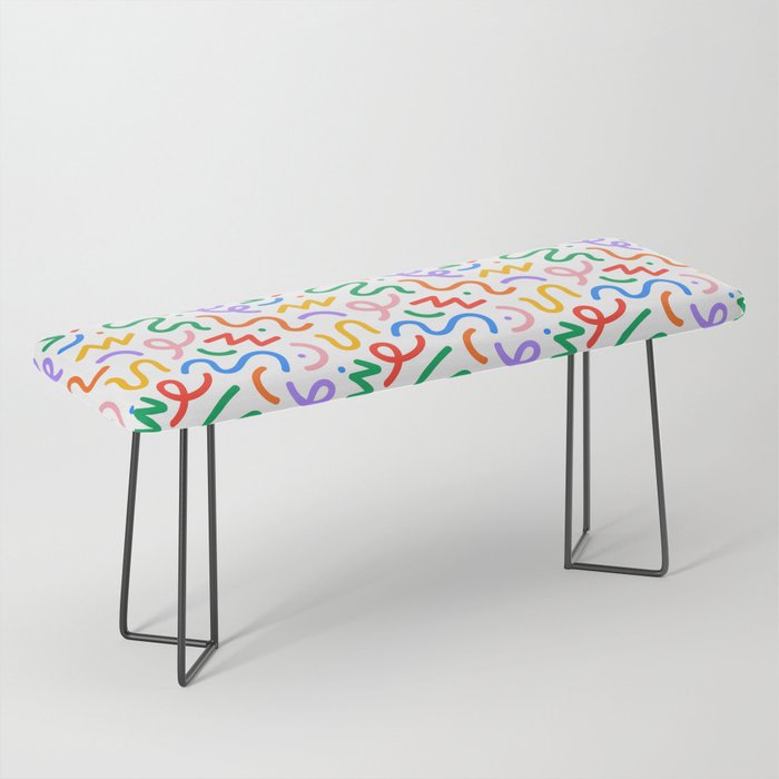 Colorful fun line doodle art pattern Bench Gallery Image 1
