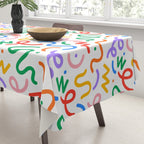 Colorful fun line doodle art pattern Tablecloth Gallery Image 3