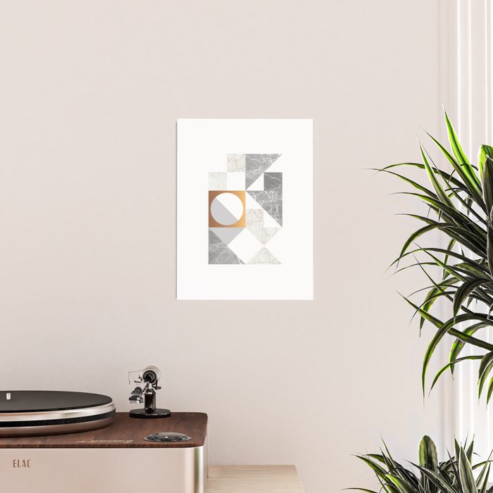 Marble Geometric Grey/White Poster Gallery Image 2