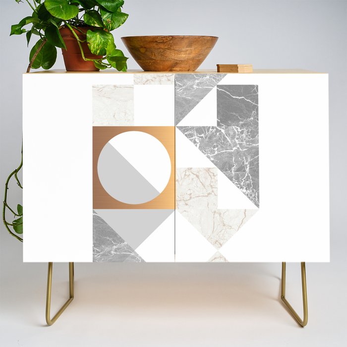 Marble Geometric Grey/White Credenza Gallery Image 1