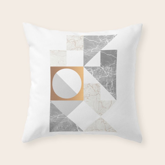 Marble Geometric Grey/White Throw Pillow Gallery Image 6