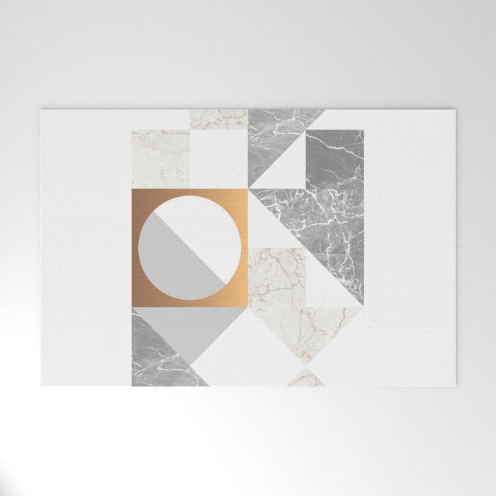 Marble Geometric Grey/White Welcome Mat Gallery Image 1