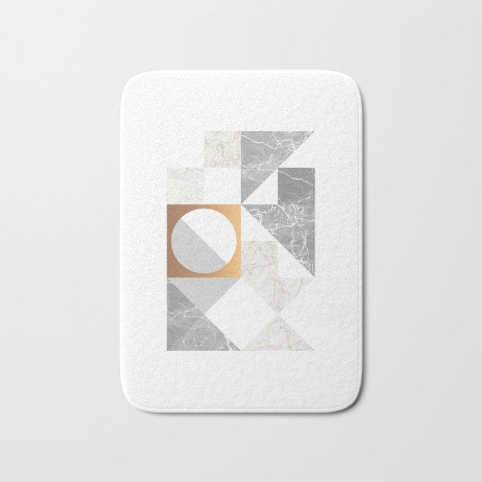 Marble Geometric Grey/White Bath Mat Gallery Image 1