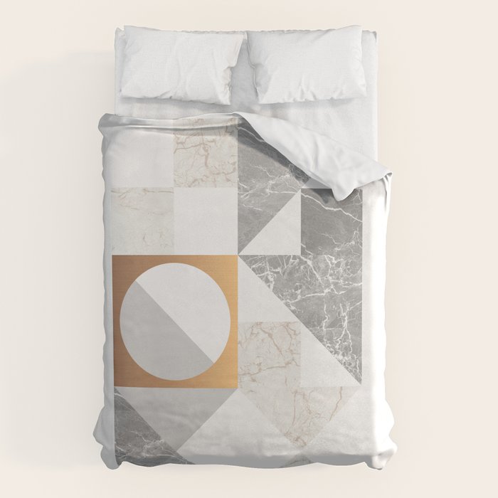 Marble Geometric Grey/White Duvet Cover Gallery Image 1