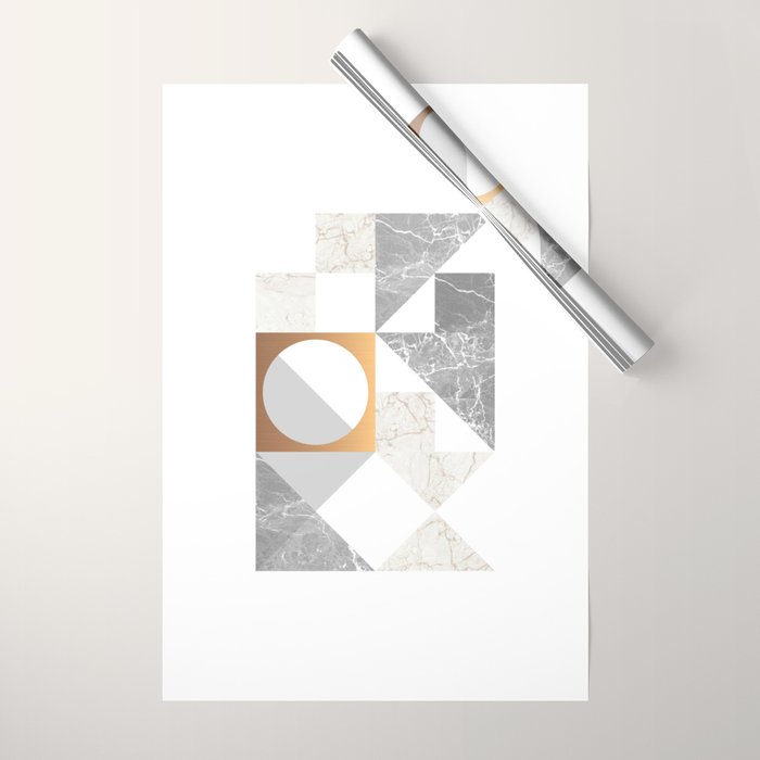Marble Geometric Grey/White Wrapping Paper Gallery Image 1