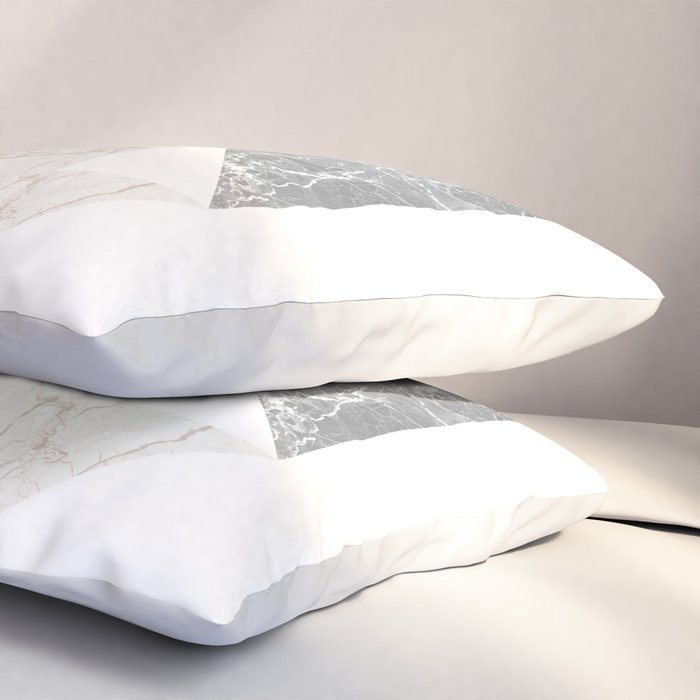 Marble Geometric Grey/White Pillow Sham Gallery Image 3