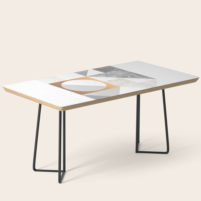 Marble Geometric Grey/White Coffee Table Gallery Image 1