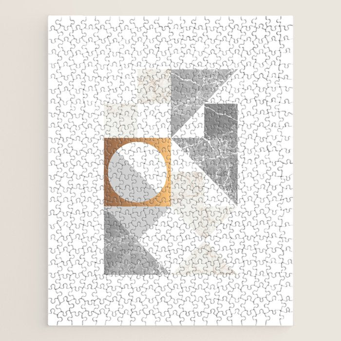 Marble Geometric Grey/White Jigsaw Puzzle Gallery Image 1