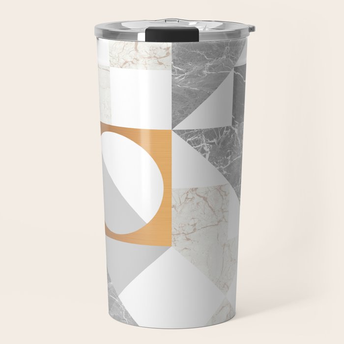 Marble Geometric Grey/White Travel Mug Gallery Image 1
